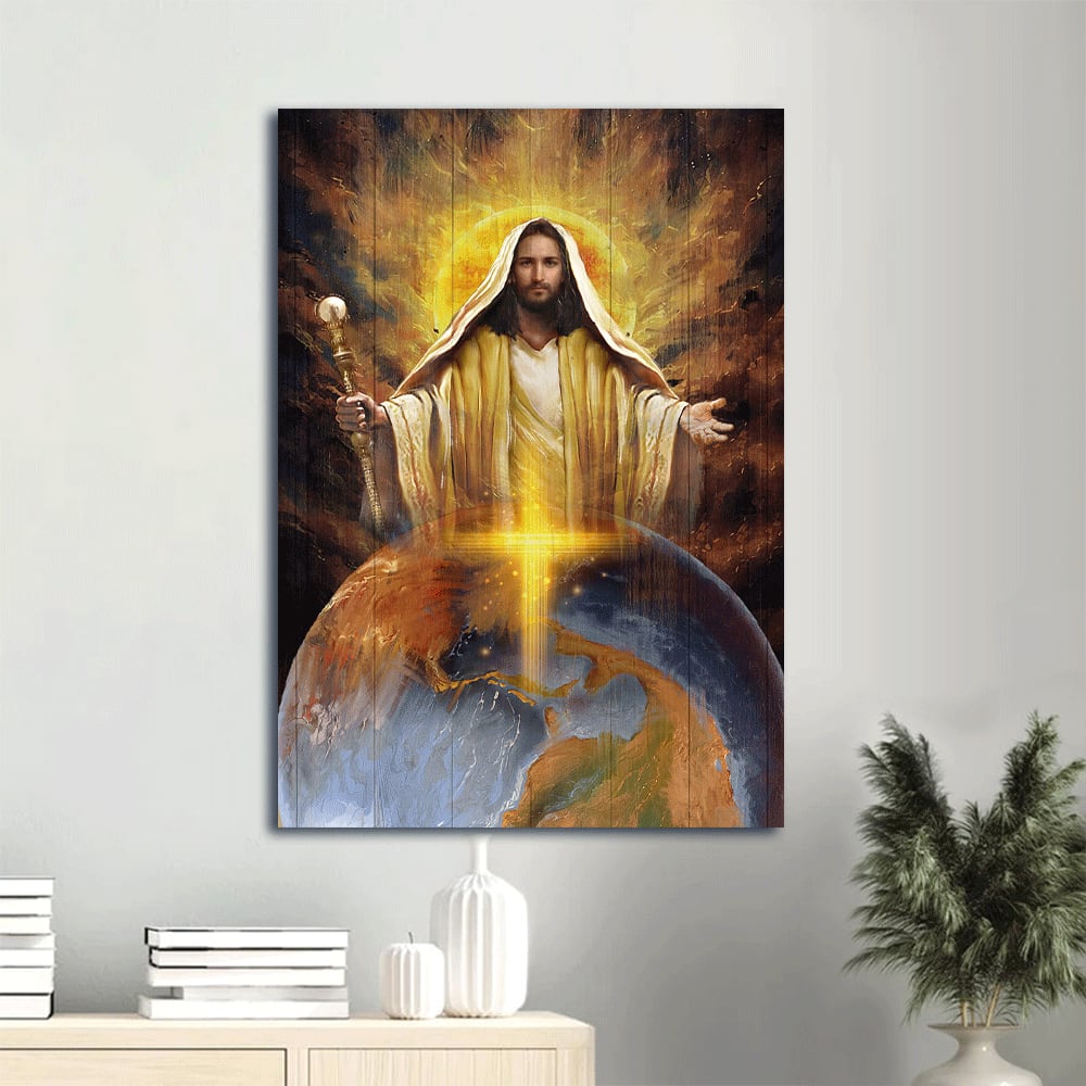 Jesus Got The Whole World In His Hands Canvas Wall Art - Christian Gift
