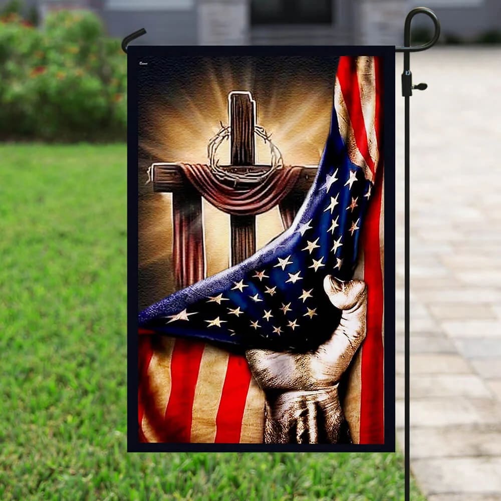 Jesus Hand Bright Christian Cross House Flags - Christian Garden Flags - Outdoor Christian Flag