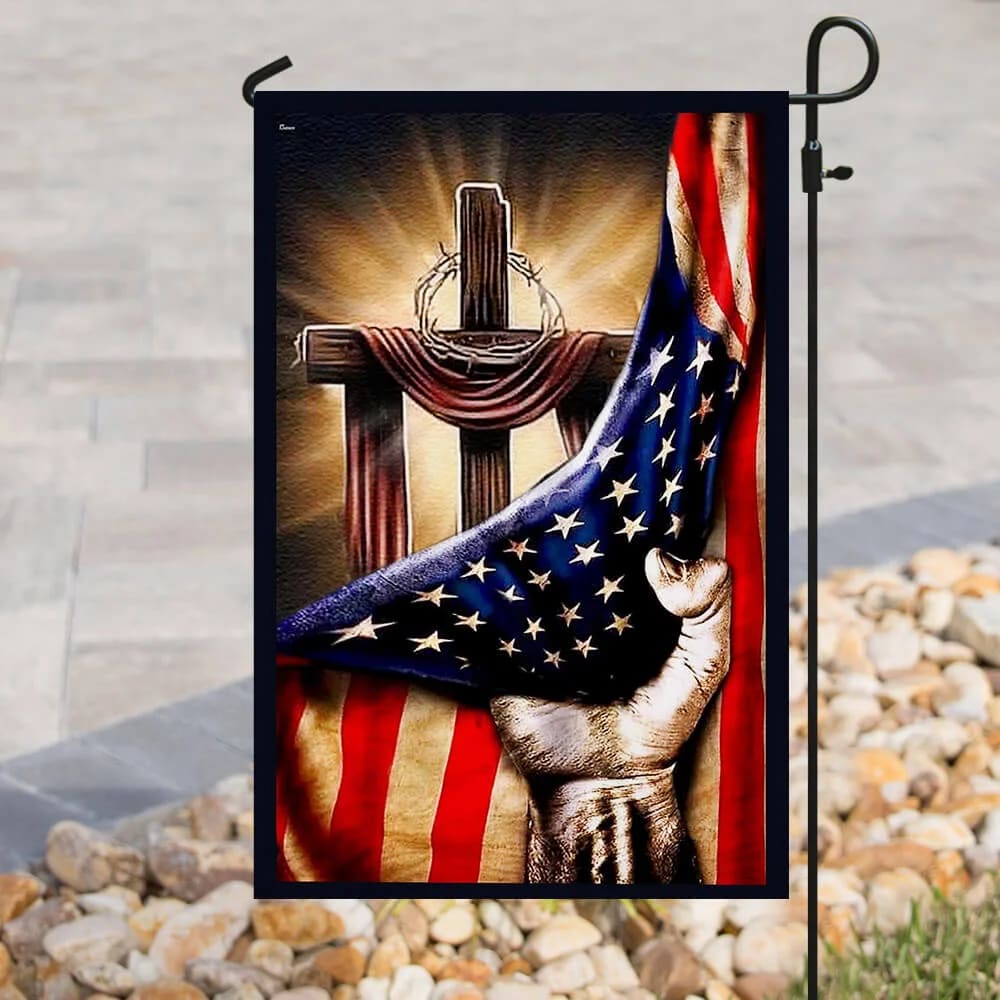 Jesus Hand Bright Christian Cross House Flags - Christian Garden Flags - Outdoor Christian Flag