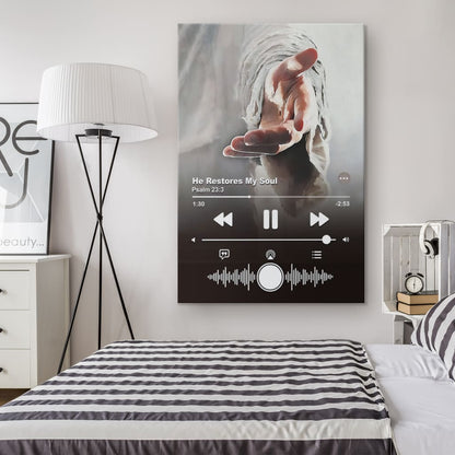 Jesus Hand He Restores My Soul Psalm 233 Canvas Wall Art - Christian Canvas Prints - Bible Verse Canvas