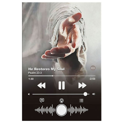 Jesus Hand He Restores My Soul Psalm 233 Canvas Wall Art - Christian Canvas Prints - Bible Verse Canvas