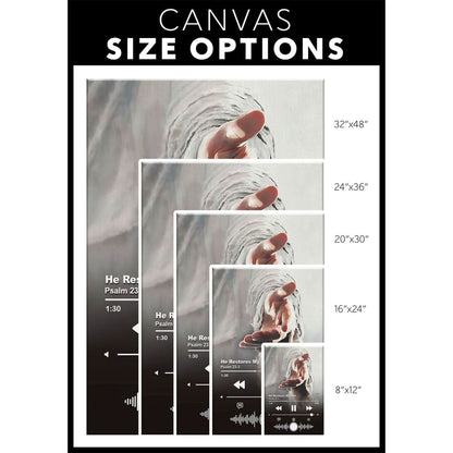 Jesus Hand He Restores My Soul Psalm 233 Canvas Wall Art - Christian Canvas Prints - Bible Verse Canvas