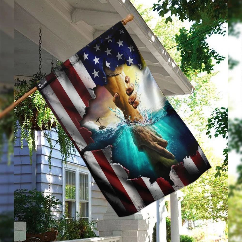 Jesus Hand Saves House Flag - Christian Garden Flags - Christian Flag - Religious Flags