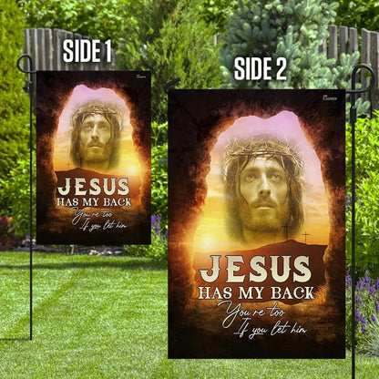 Jesus Has My Back Your Too If You Let Him Christian House Flag - Christian Garden Flags - Christian Flag - Religious Flags