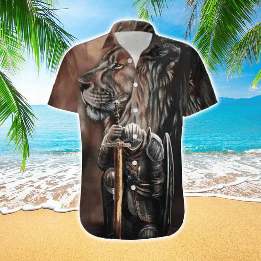 Jesus Hawaiian Shirt With Armor Of God & Lion - Hawaii Shirt Men - Jesus Hawaiian Shirt