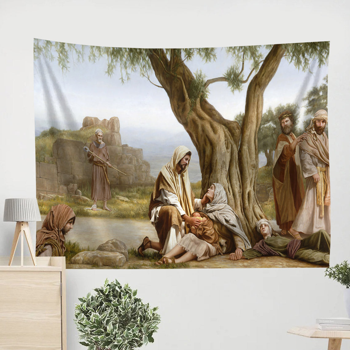 Jesus Heal Tapestry - Healing Hands Tapestry Christian - Jesus Pictures - Christian Wall Tapestry