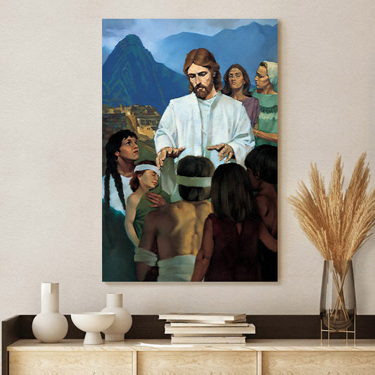 Jesus Healing the Nephites Canvas Wall Art - Religious Canvas Wall Art - Christian Paintings For Home