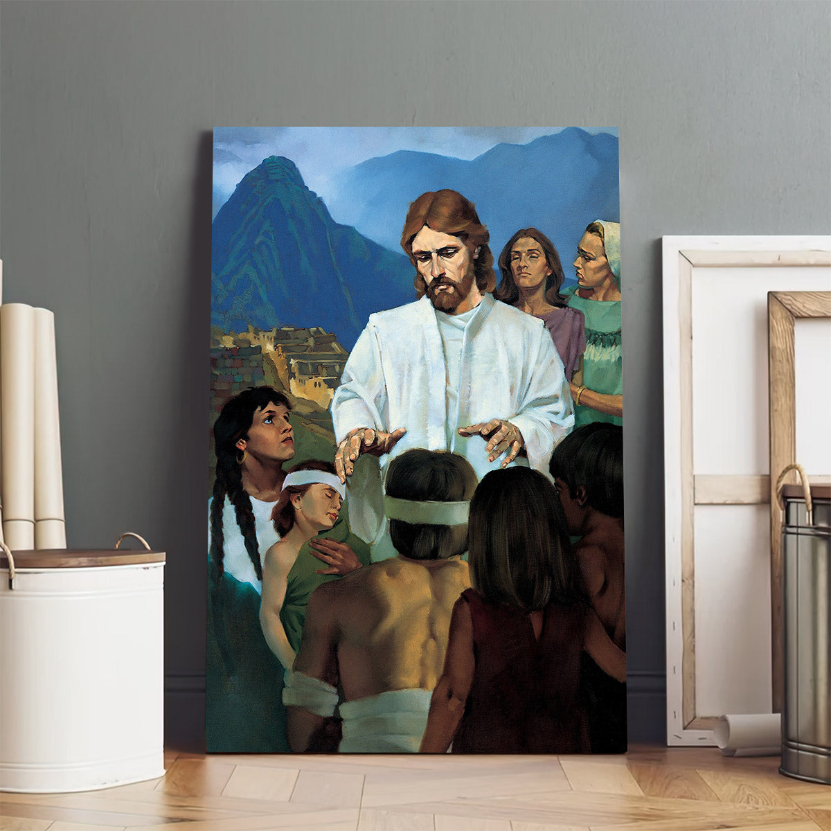 Jesus Healing the Nephites Canvas Wall Art - Religious Canvas Wall Art - Christian Paintings For Home