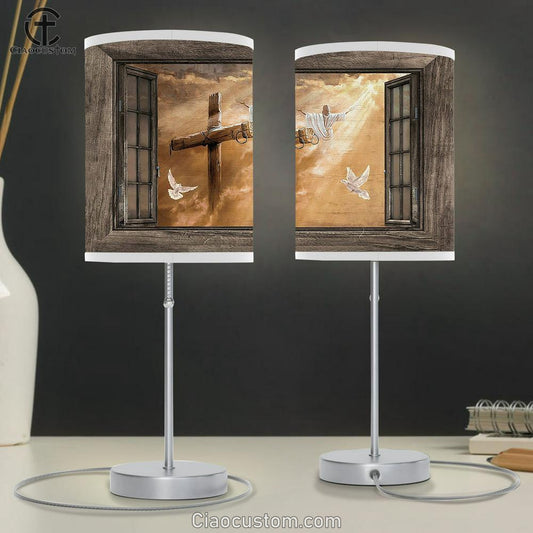 Jesus Heaven's Light The Rugged Cross Table Lamp Art - Christian Lamp Art Decor - Bible Verse Table Lamp