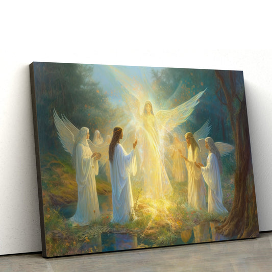 Jesus His Disciples And Three Angels Are Gathered - Canvas Pictures - Jesus Christ Canvas - Christian Wall Art