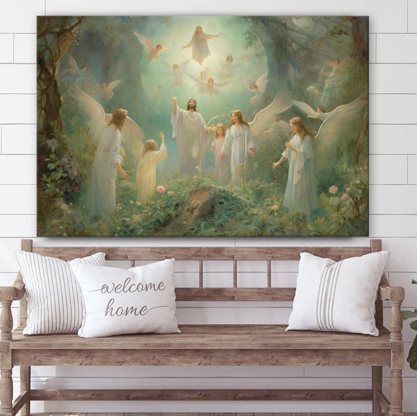 Jesus His Disciples And Three Angels Are Gathered 1 - Canvas Pictures - Jesus Christ Canvas - Christian Wall Art