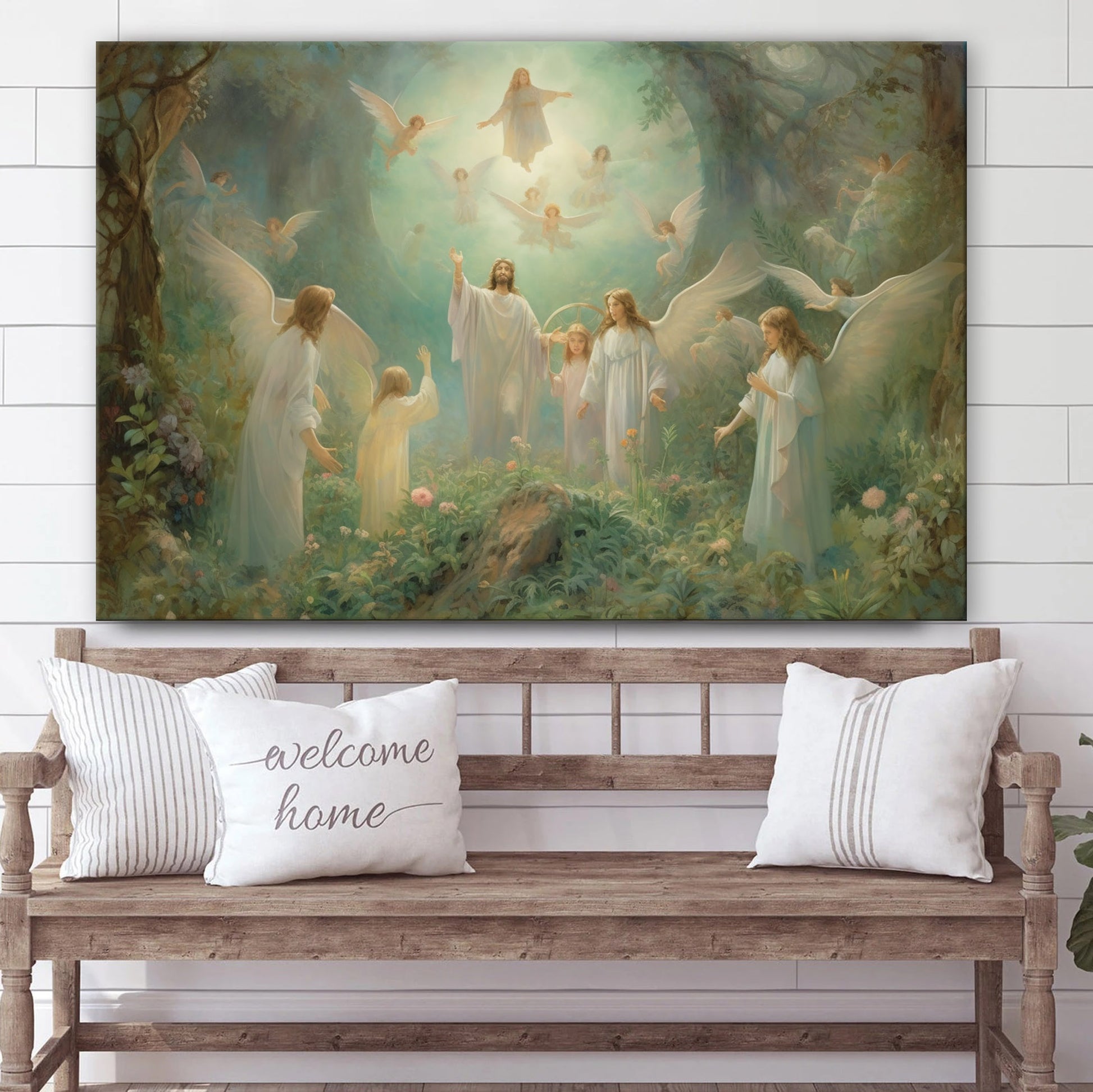 Jesus His Disciples And Three Angels Are Gathered 1 - Canvas Pictures - Jesus Christ Canvas - Christian Wall Art