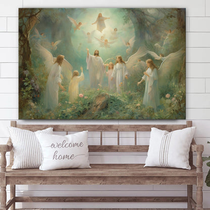 Jesus His Disciples And Three Angels Are Gathered 1 - Canvas Pictures - Jesus Christ Canvas - Christian Wall Art