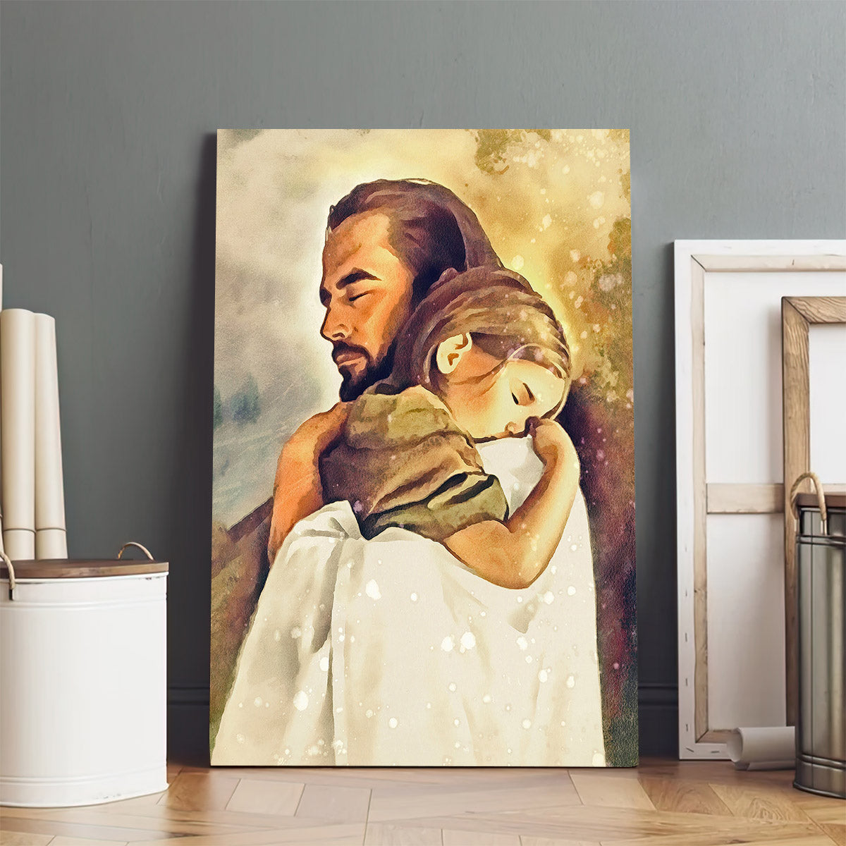 Jesus Hold Baby Girl Canvas Wall Art - Jesus Portrait Picture - Religious Gift - Christian Wall Art Decor