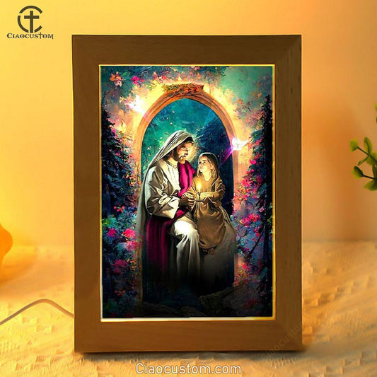 Jesus Holding A Baby Girl Frame Lamp Pictures - Jesus Art Prints - Jesus Art - Christian Home Decor