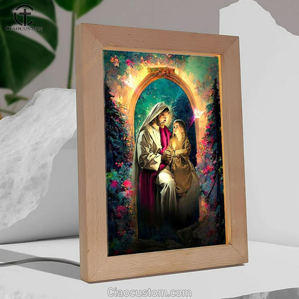 Jesus Holding A Baby Girl Frame Lamp Pictures - Jesus Art Prints - Jesus Art - Christian Home Decor