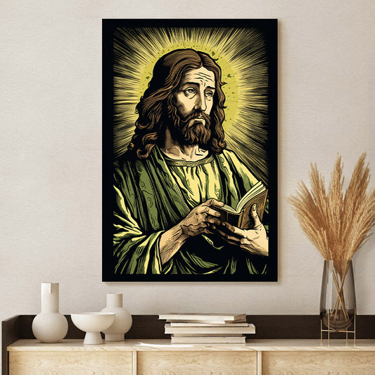 Jesus Holding A Bible - Van Gogh Style - Jesus Canvas Pictures - Christian Wall Art