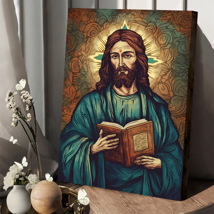 Jesus Holding A Bible - Van Gogh Style 1 - Jesus Canvas Pictures - Christian Wall Art
