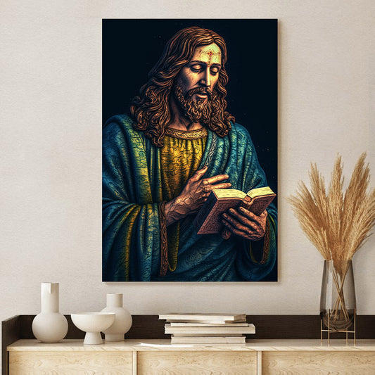 Jesus Holding A Bible - Van Gogh Style 2 - Jesus Canvas Pictures - Christian Wall Art