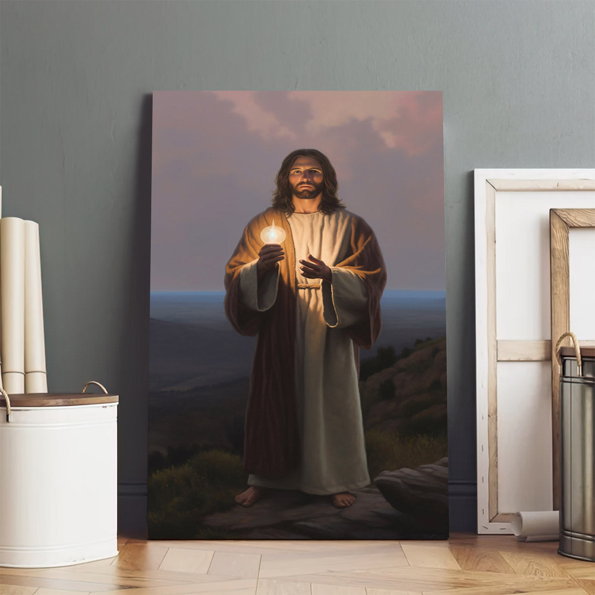 Jesus Holding A Candle - Canvas Pictures - Jesus Christ Canvas - Christian Wall Art