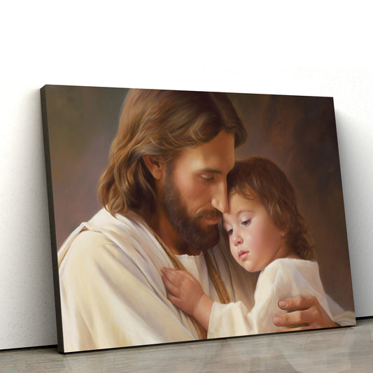 Jesus Holding A Child In His Arms - Canvas Picture - Jesus Christ Canvas - Christian Wall Art