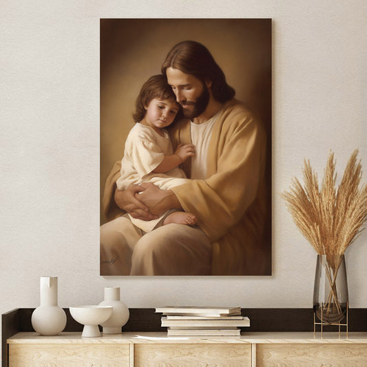 Jesus Holding A Child In His Arms 1 - Jesus Canvas Pictures - Christian Wall Art