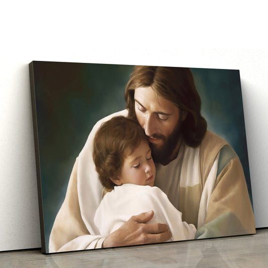 Jesus Holding A Child In His Arms 2 - Canvas Picture - Jesus Christ Canvas - Christian Wall Art