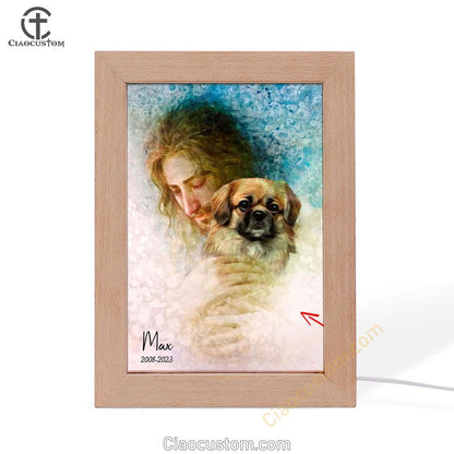 Jesus Holding A Dog Custom Frame Lamp Wall Art - Personalized Pet Memorial Frame Lamp Art - Pet Memorial Gifts