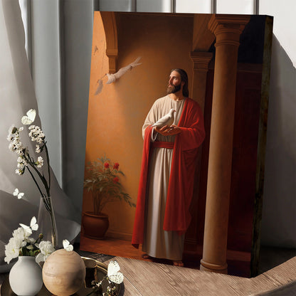Jesus Holding A Dove In His Arm In The Style Of Evgeny Lushpin 1 - Canvas Picture - Jesus Christ Canvas - Christian Wall Art