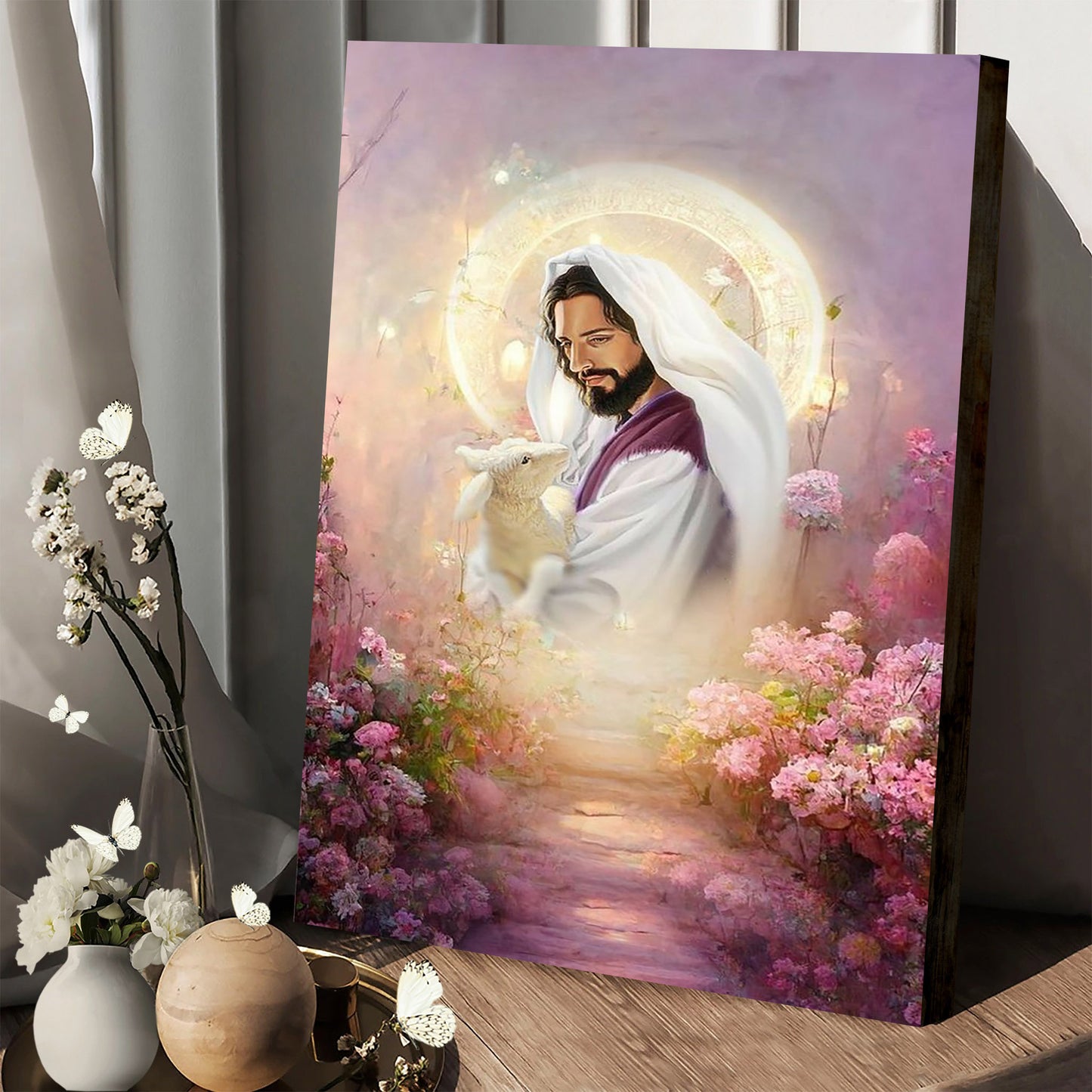 Jesus Holding A Lamb Canvas Prints - Jesus Christ Art - Christian Canvas Wall Decor
