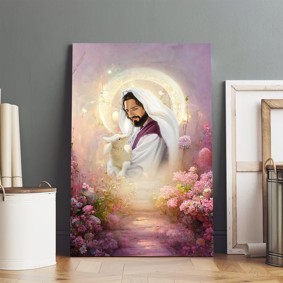 Jesus Holding A Lamb Canvas Prints - Jesus Christ Art - Christian Canvas Wall Decor