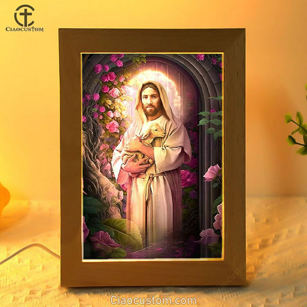 Jesus Holding A Lamb Frame Lamp Pictures - Jesus Art Prints - Jesus Art - Christian Home Decor