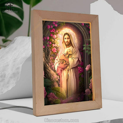 Jesus Holding A Lamb Frame Lamp Pictures - Jesus Art Prints - Jesus Art - Christian Home Decor