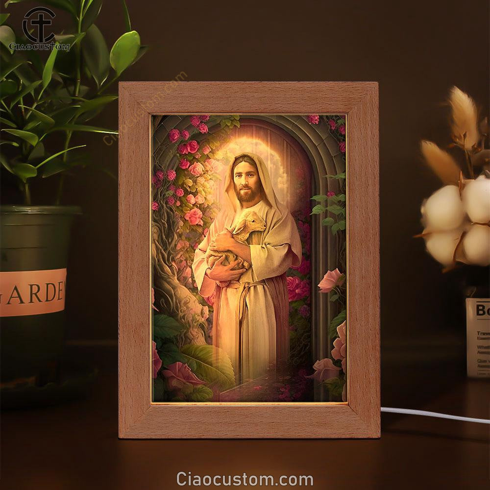 Jesus Holding A Lamb Frame Lamp Pictures - Jesus Art Prints - Jesus Art - Christian Home Decor