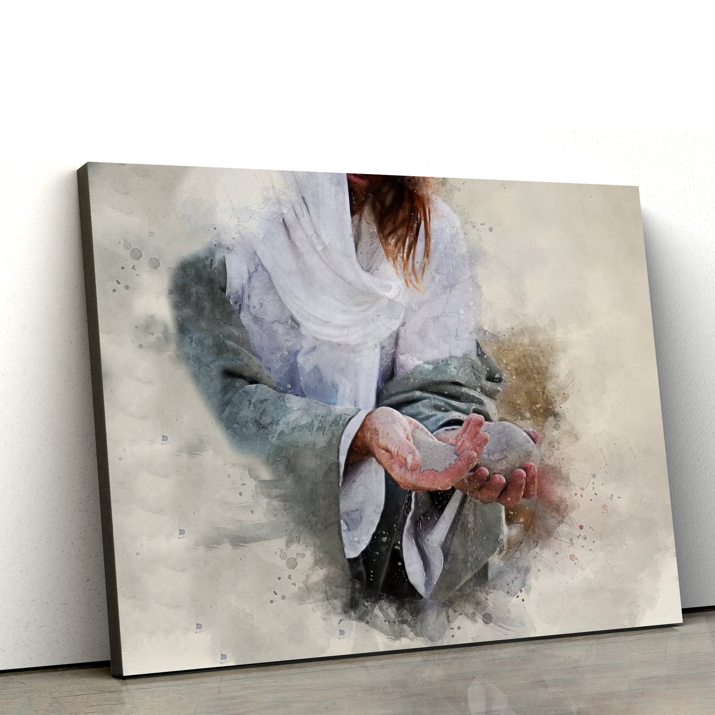 Jesus Holding A Stone Canvas Art - Jesus Christ Pictures - Jesus Wall Art - Christian Wall Decor