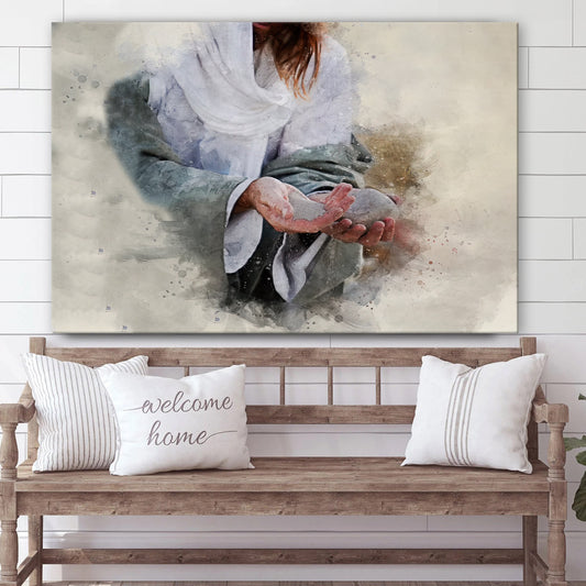 Jesus Holding A Stone Canvas Art - Jesus Christ Pictures - Jesus Wall Art - Christian Wall Decor