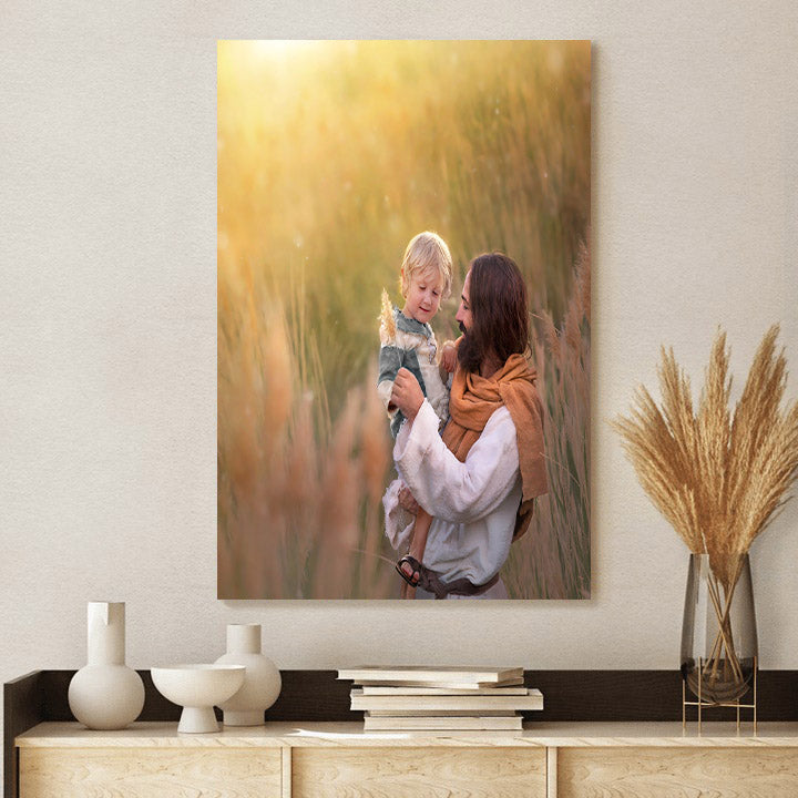 Jesus Holding Boy - Canvas Pictures - Jesus Canvas Art - Christian Wall Art