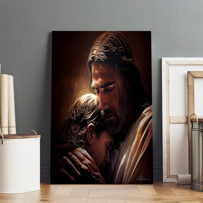 Jesus Holding Boy 1 - Canvas Pictures - Jesus Canvas Art - Christian Wall Art