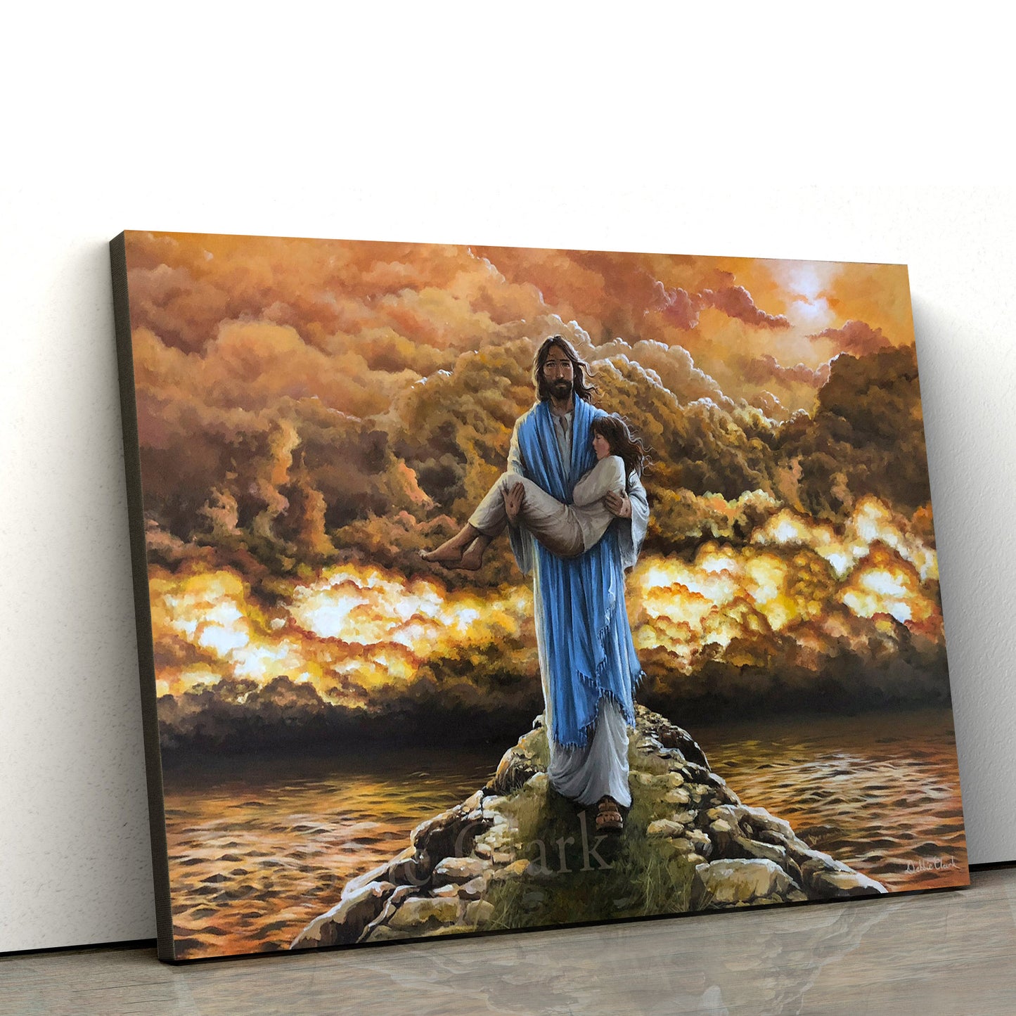 Jesus Holding Girl - Canvas Pictures - Jesus Canvas Art - Christian Wall Art