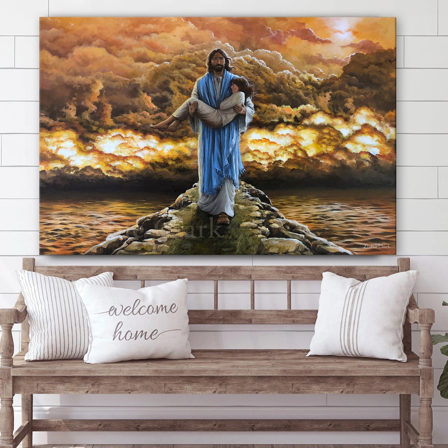 Jesus Holding Girl - Canvas Pictures - Jesus Canvas Art - Christian Wall Art