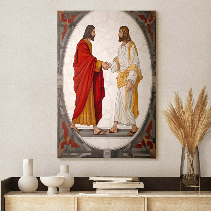 Jesus Holding Hands With A Towel - Canvas Pictures - Jesus Christ Canvas - Christian Wall Art