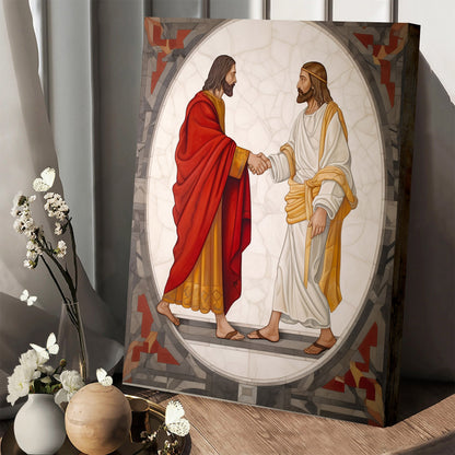 Jesus Holding Hands With A Towel - Canvas Pictures - Jesus Christ Canvas - Christian Wall Art