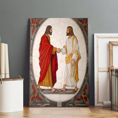 Jesus Holding Hands With A Towel - Canvas Pictures - Jesus Christ Canvas - Christian Wall Art