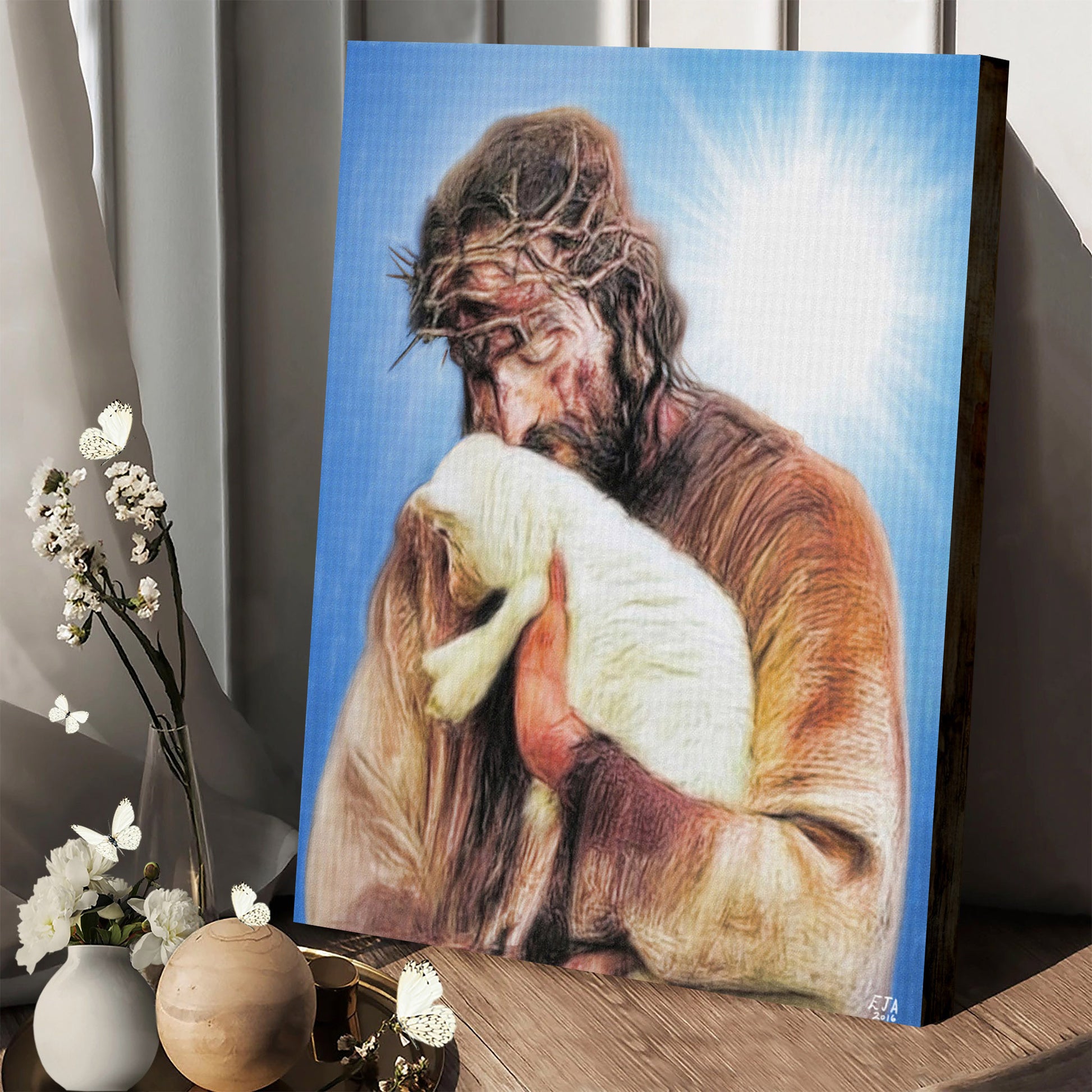 Jesus Holding Lamb - Jesus Canvas Art - Christian Wall Canvas