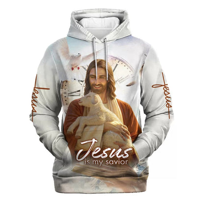 Jesus Holding Lamb - Jesus Is My Savior Hoodies - Jesus Hoodie - Men & Women Christian Hoodie - 3D Printed Hoodie