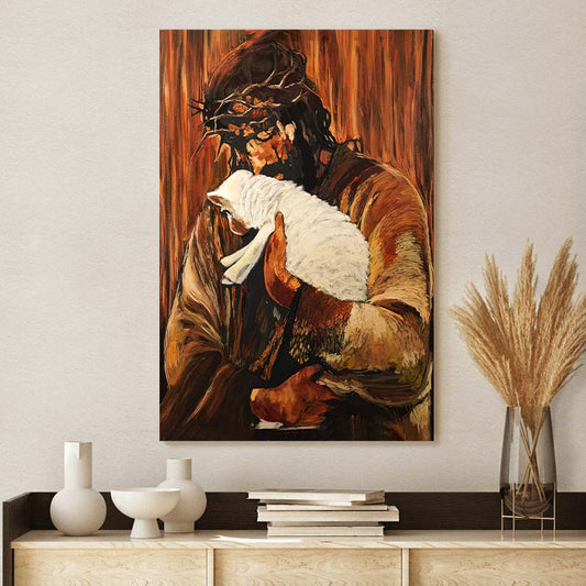 Jesus Holding Lamb Canvas Pictures - Jesus Canvas Painting - Christian Canvas Prints