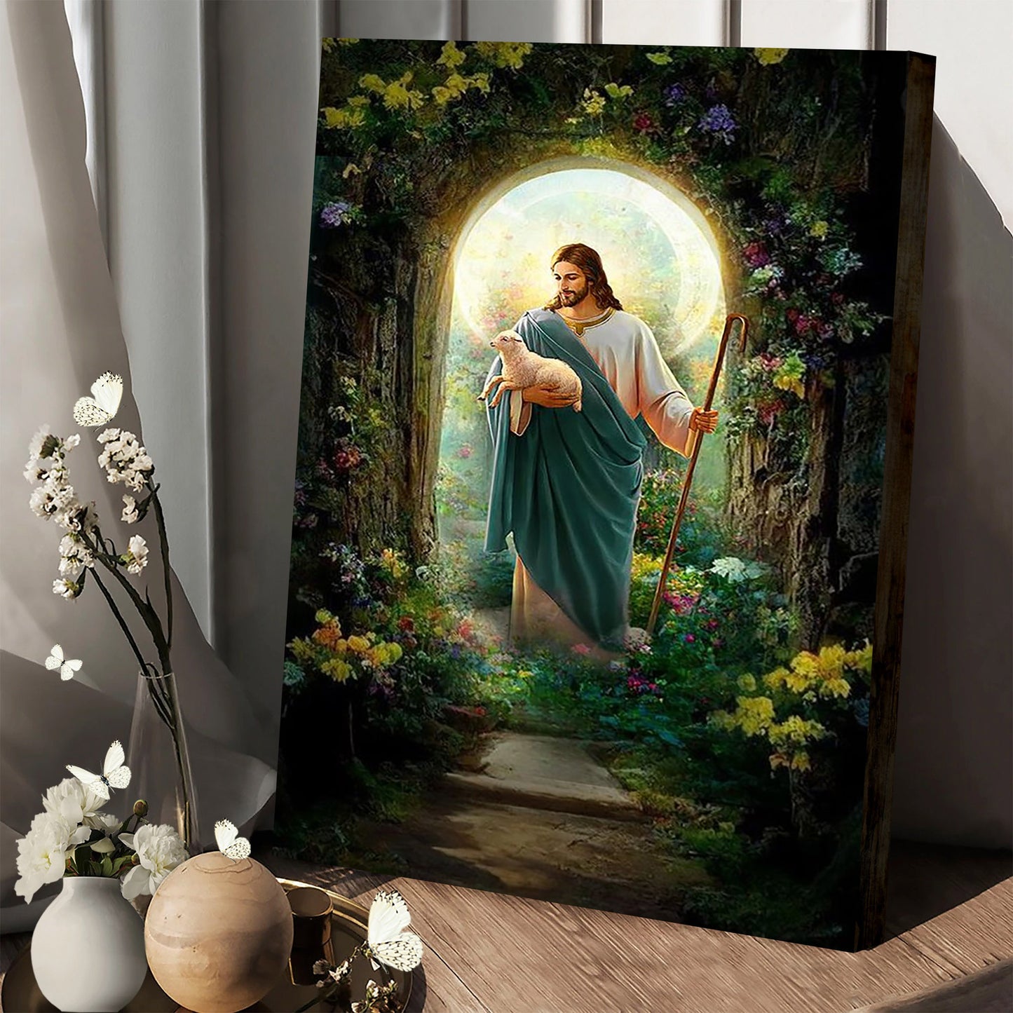 Jesus Holding Lamb Canvas Prints - Jesus Christ Art - Christian Canvas Wall Decor