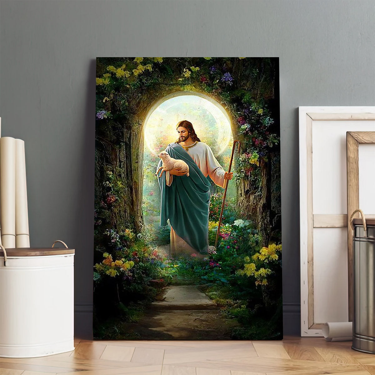 Jesus Holding Lamb Canvas Prints - Jesus Christ Art - Christian Canvas Wall Decor