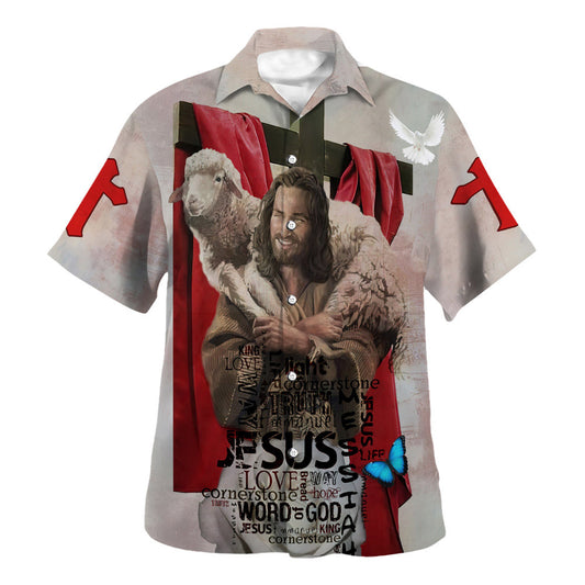 Jesus Holding Lamb Hawaiian Shirts For Men And Women - Christian Hawaiian Shirt - Hawaiian Summer Shirts