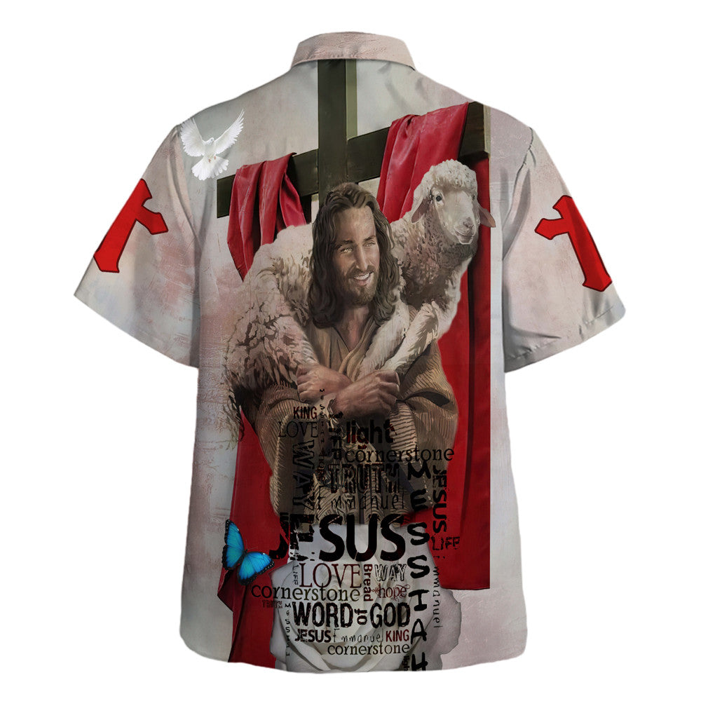 Jesus Holding Lamb Hawaiian Shirts For Men And Women - Christian Hawaiian Shirt - Hawaiian Summer Shirts